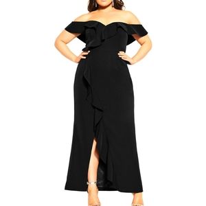 Ruffled Off-The-Shoulder Maxi Dress